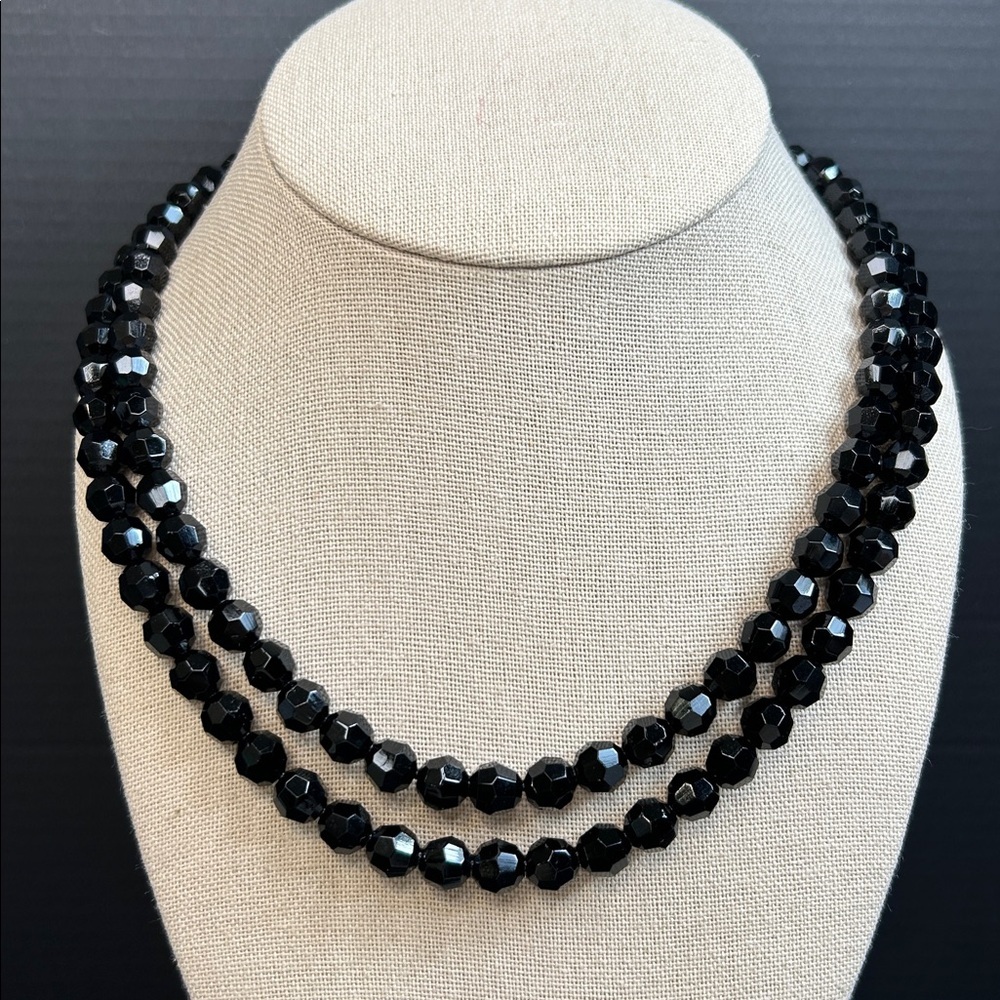 Vintage Western Germany Black Glass Necklace